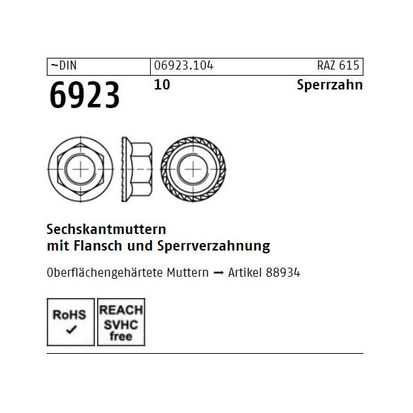 DIN 6923 Flanschmuttern - Stahl 10 - mV