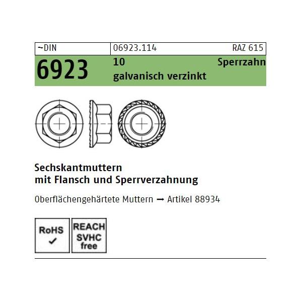 DIN 6923 Flanschmuttern - verzinkt - mV