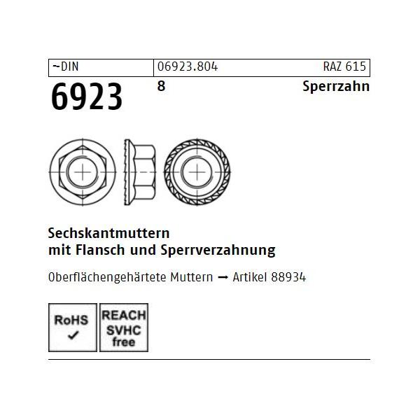 DIN 6923 Flanschmuttern - Stahl 8 - mV