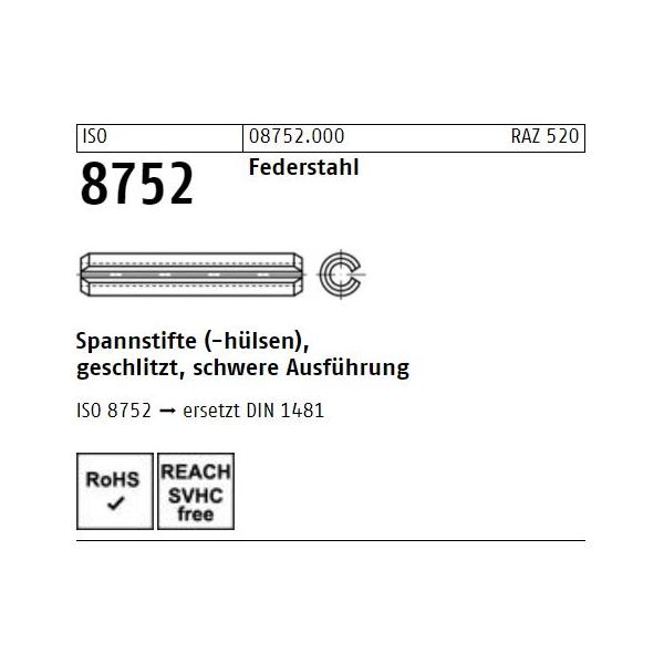 Spannhülsen ISO 8752 - geschlitzt - schwere Ausführung - Federstahl