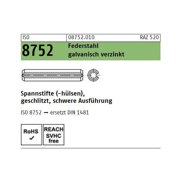 Spannhülsen ISO 8752 - geschlitzt - schwere Ausführung - verzinkt