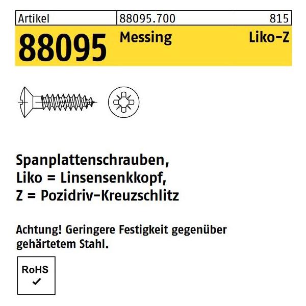 ART 88095 Spanplattenschr. -Z Messing, Linsensenkkopf