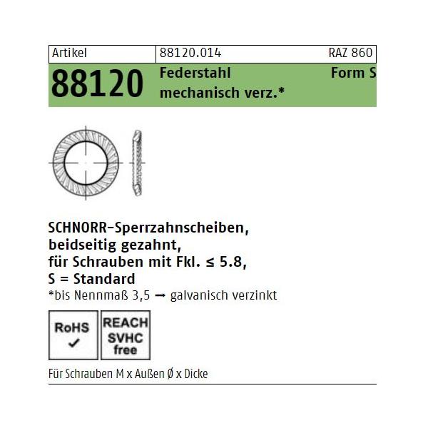 ART 88120 SCHNORR - Scheiben Federstahl S mech. verzinkt