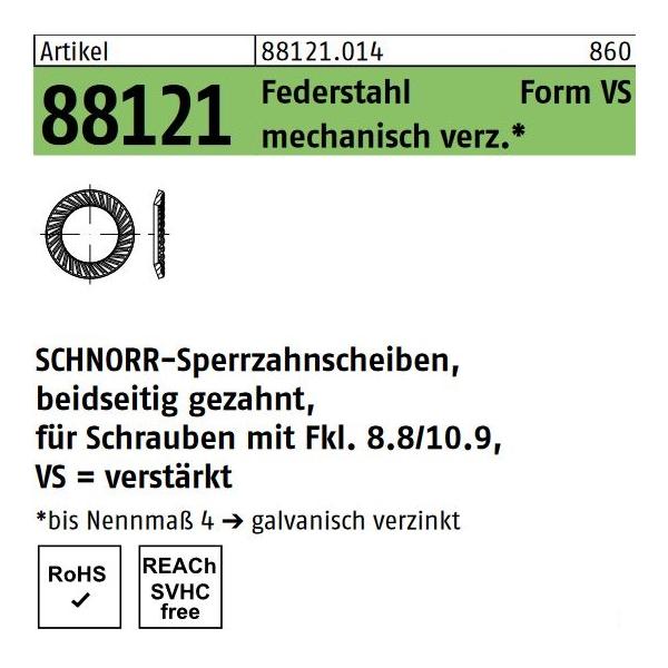 ART 88121 SCHNORR - Scheiben Federstahl VS mech. verzinkt mech Zn