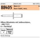 Blindniete DIN 7337 offen - Flachkopf - Niet A2 / Dorn Stahl verzinkt