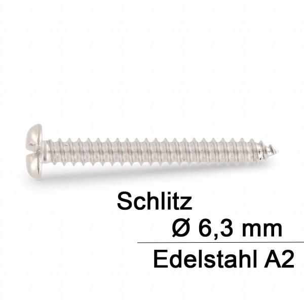 Blechschrauben DIN 7971 - 6,3 mm - Zylinderkopf - Schlitz - Edelstahl A2