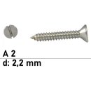 Blechschrauben DIN 7972 - 2.2 mm - Senkkopf - Schlitz - A2